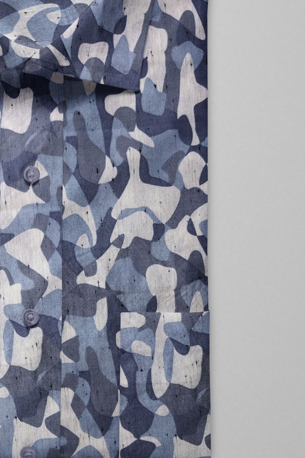 Blue-Grey Camouflage Printed Cotton Shirt