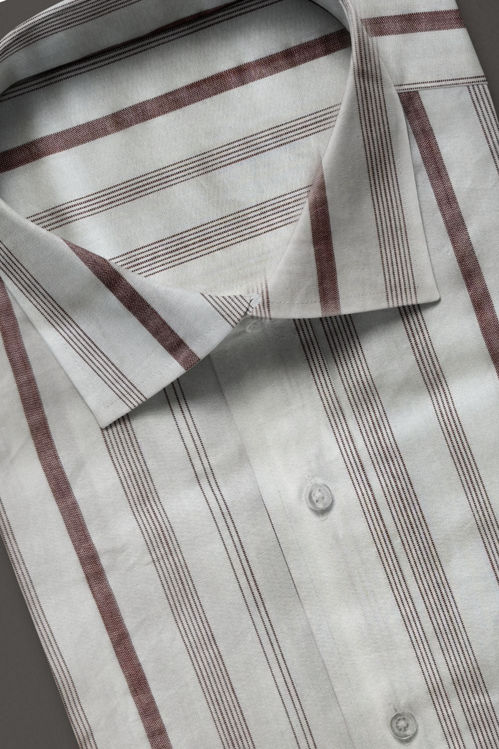 Dusty Reddish-Brown with White Striped Premium Cotton Shirt