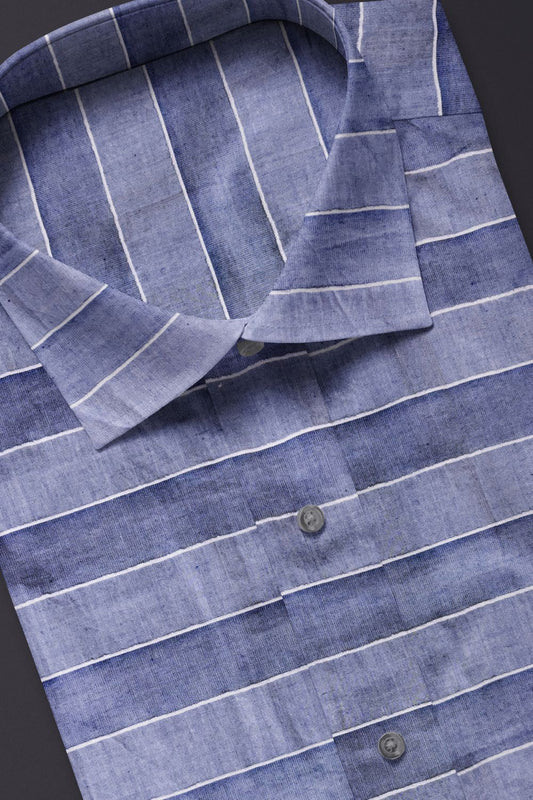 Blue Striped Premium Cotton Shirt