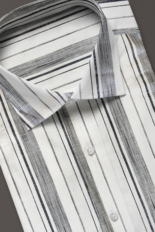 Grey with White Striped Premium Cotton Shirt