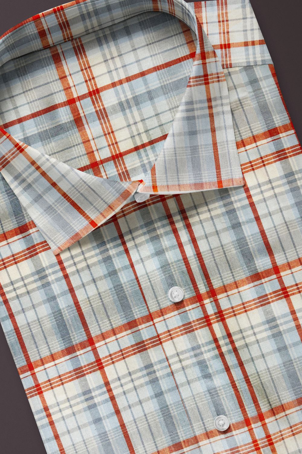 Orange Checked Cotton Shirt
