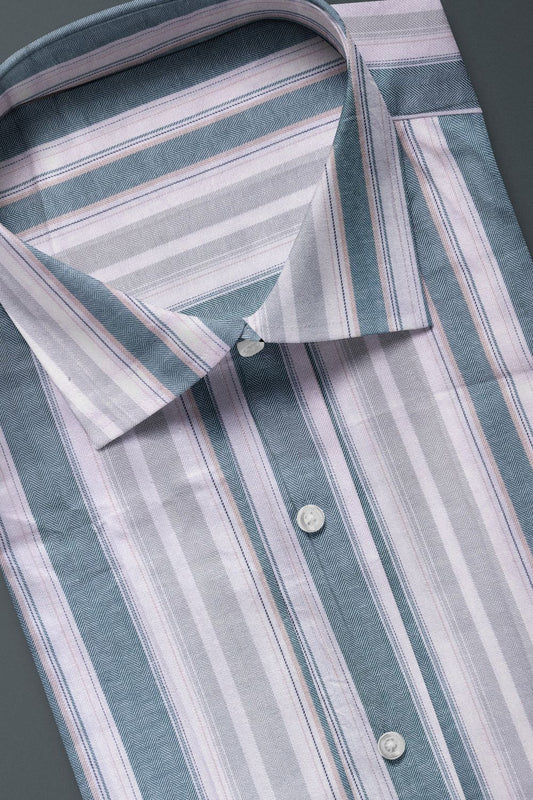 Opal with White Striped Premium Cotton Shirt