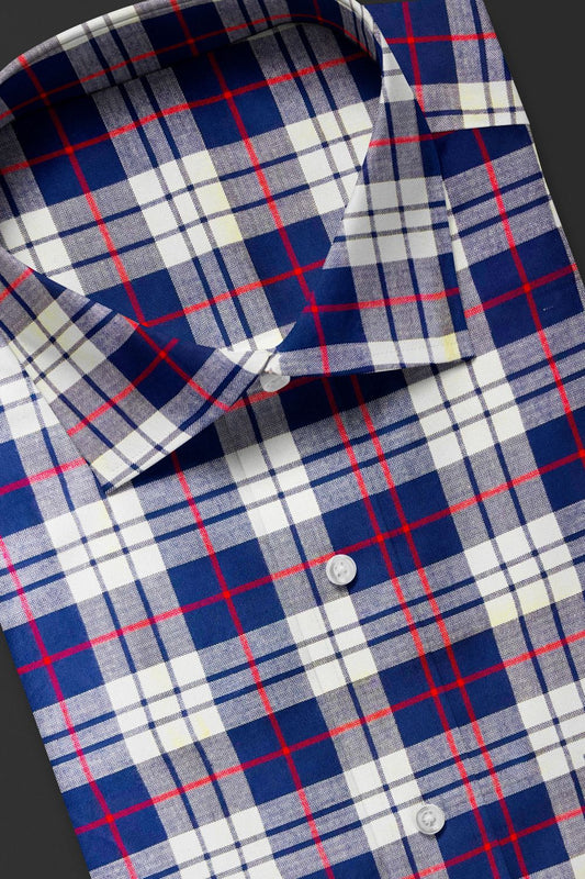 Blue Checked Cotton Shirt