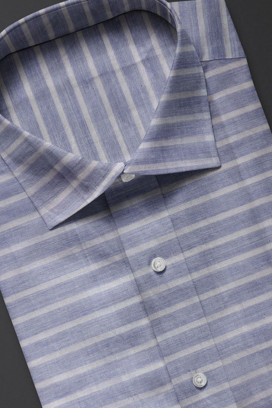 Blue with White Striped Premium Cotton Shirt