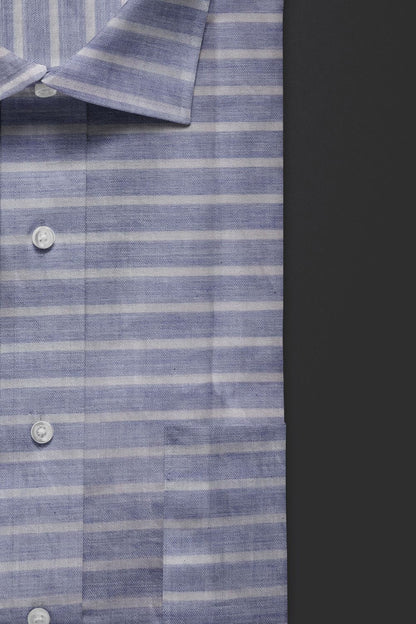 Blue with White Striped Premium Cotton Shirt