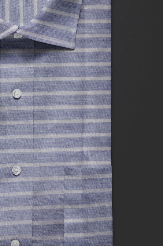 Blue with White Striped Premium Cotton Shirt