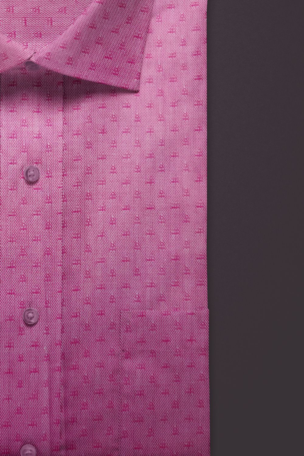 Premium Pink Textured Cotton Shirt with Micro Geometric Pattern