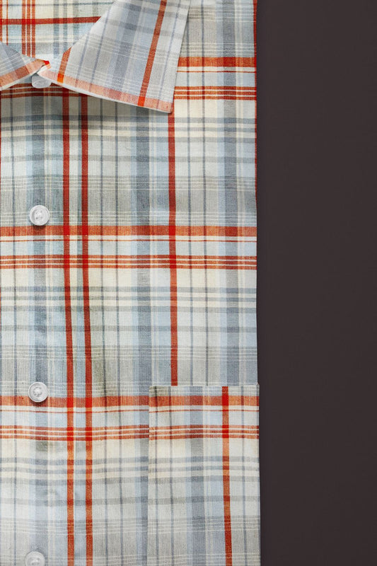Orange Checked Cotton Shirt