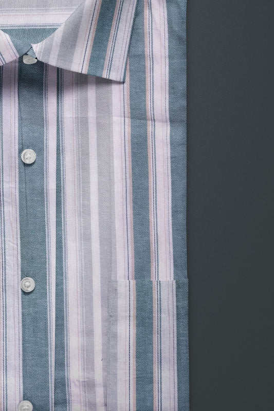 Opal with White Striped Premium Cotton Shirt