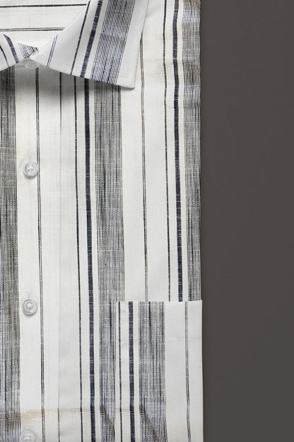 Grey with White Striped Premium Cotton Shirt