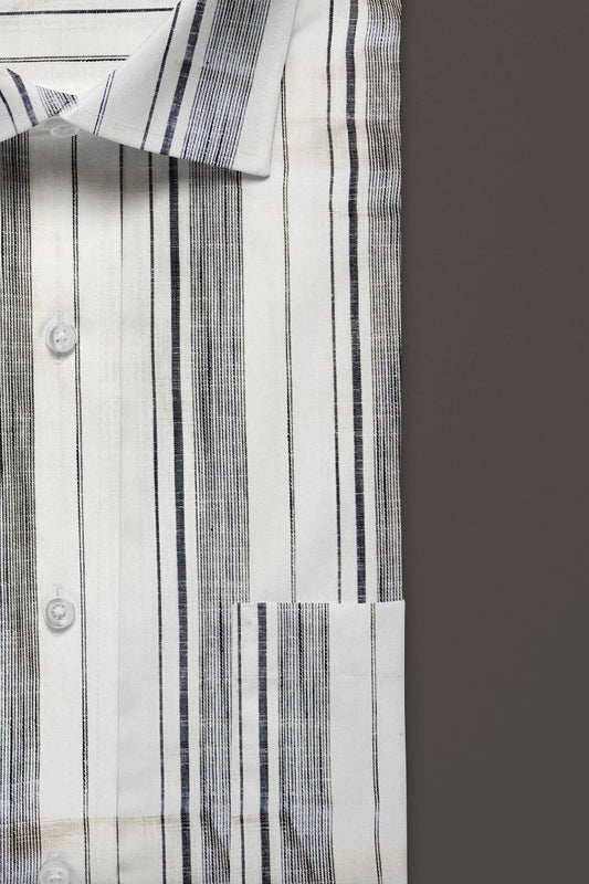 Grey with White Striped Premium Cotton Shirt