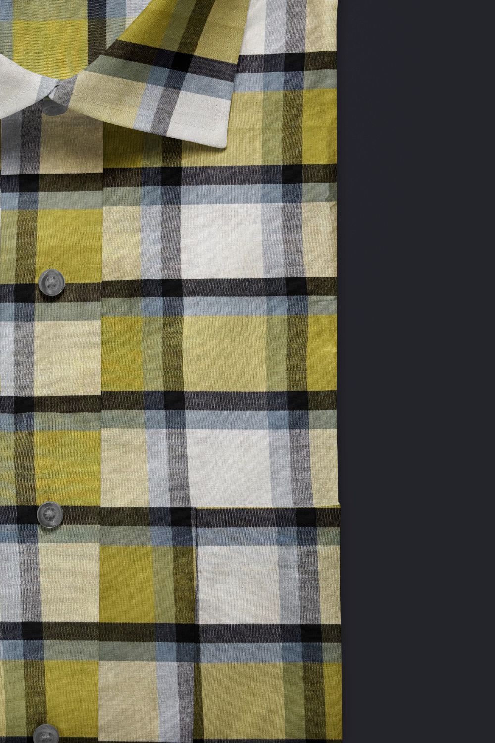 Yellow & White Checkered Cotton Shirt