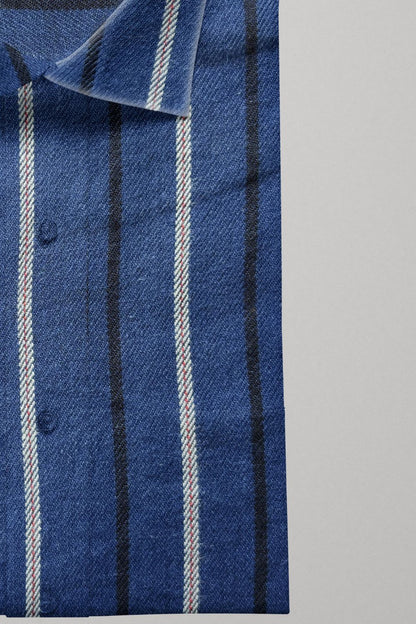 Royal Blue with White Striped Premium Cotton Shirt