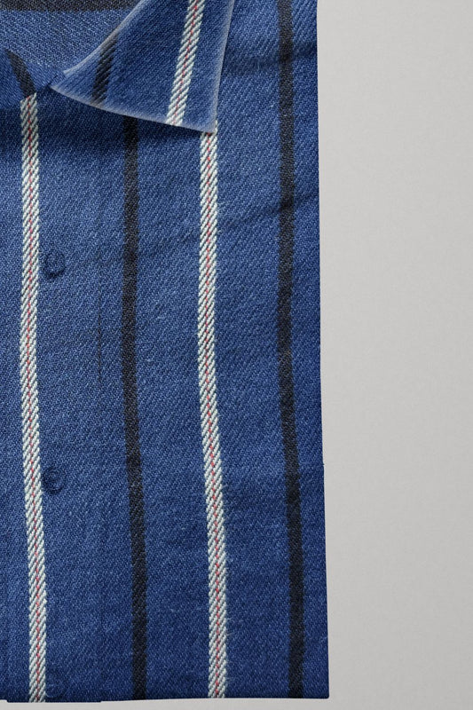 Royal Blue with White Striped Premium Cotton Shirt