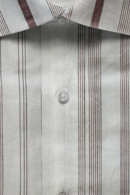 Dusty Reddish-Brown with White Striped Premium Cotton Shirt