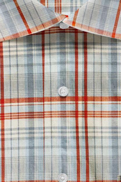 Orange Checked Cotton Shirt