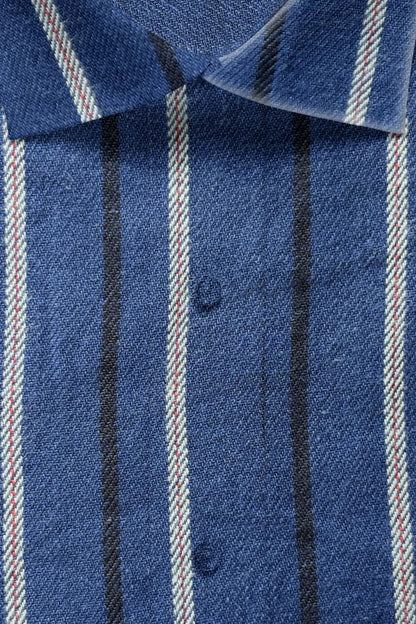 Royal Blue with White Striped Premium Cotton Shirt