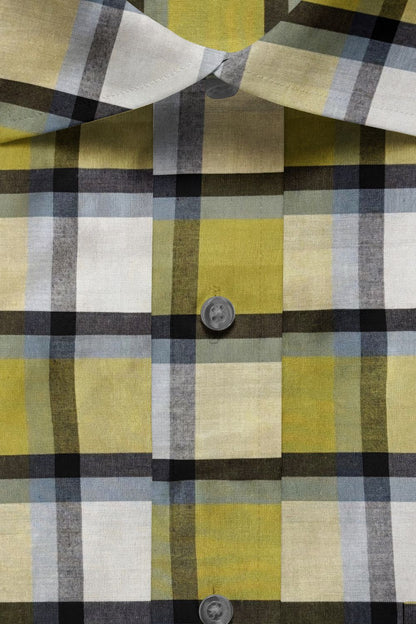 Yellow & White Checkered Cotton Shirt
