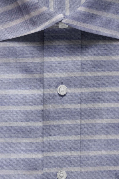 Blue with White Striped Premium Cotton Shirt