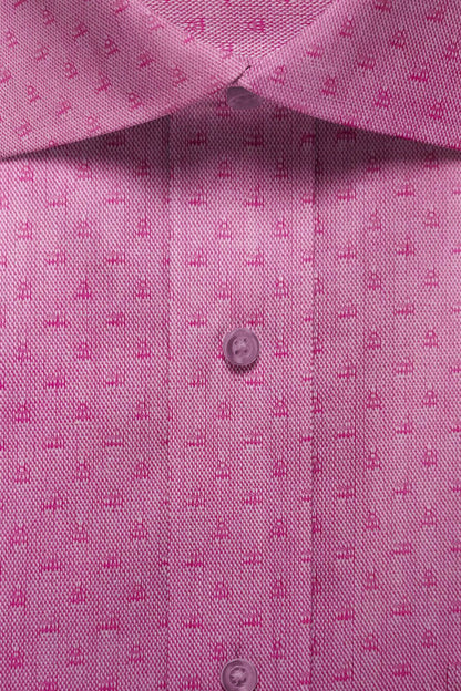 Premium Pink Textured Cotton Shirt with Micro Geometric Pattern